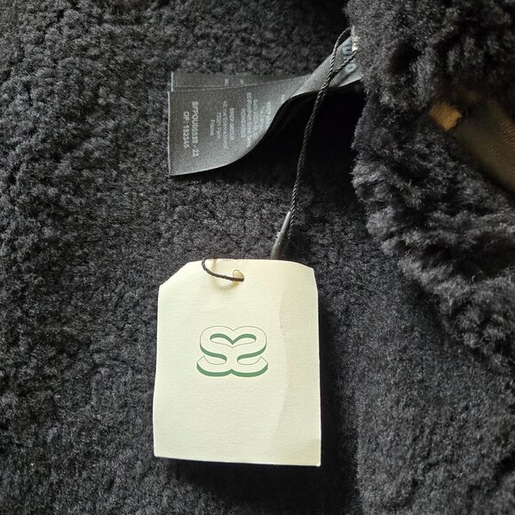 SANDRO Oversized Shearling Leather Jacket - Picture 10 of 11